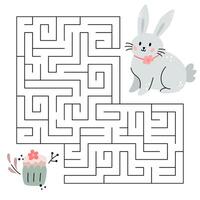 primavera labirinto gioco per bambini. carino coniglietto guardare per un' modo per il Pasqua torta. contento Pasqua. stampabile foglio di lavoro. vettore cartone animato illustrazione per ortodosso Pasqua.