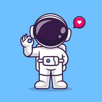 carino astronauta con ok cartello mano cartone animato vettore icona illustrazione. scienza tecnologia icona concetto isolato premio vettore. piatto cartone animato stile