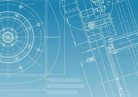 sistemi di progettazione assistita da computer. illustrazioni tecniche, sfondi. disegno di ingegneria meccanica. industria della costruzione di macchine. disegni di fabbricazione di strumenti vettore