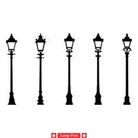 ornamentale strada lanterne decorativo lampada inviare sagome vettore