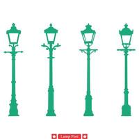 paesaggio urbano illuminazione elementi decorativo lampada inviare sagome vettore