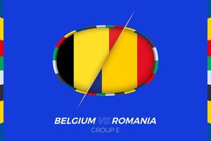 Belgio vs Romania calcio incontro icona per europeo calcio torneo 2024, contro icona su gruppo palcoscenico. vettore