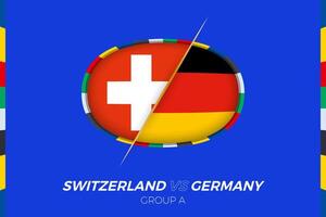 Svizzera vs Germania calcio incontro icona per europeo calcio torneo 2024, contro icona su gruppo palcoscenico. vettore