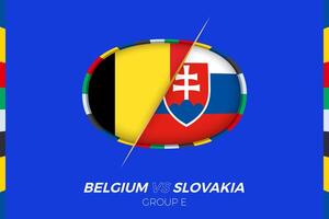 Belgio vs slovacchia calcio incontro icona per europeo calcio torneo 2024, contro icona su gruppo palcoscenico. vettore