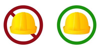 giallo protezione costruzione casco bandire vietare icona. non permesso costruzione casco vettore