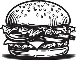 hamburger vettore nero e bianca