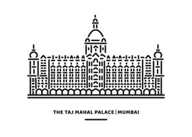il taj Mahal palazzo mumbai edificio vettore linea illustrazione.