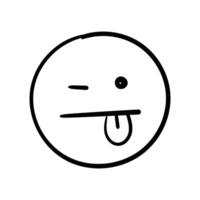 vettore strizzando l'occhio emoji scarabocchio smiley mano disegnare piatto vettore illustrazione