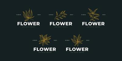 set di fiori minimalisti logo, segno o simbolo. illustrazioni vettoriali femminili
