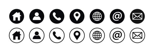 ragnatela contatto noi icona. attività commerciale contatto noi informazione icone collezione. vettore