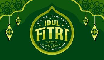 vettore illustrazione di contento idul Fitri saluto carta bandiera manifesto modello - selamat hari raya idul Fitri