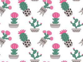 cactus senza soluzione di continuità modello. Messico cactus fiore e tropicale casa impianti o Arizona estate clima giardino cactus. vettore