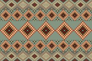 navajo tribale vettore senza soluzione di continuità modello. nativo americano ornamento. etnico Sud occidentale arredamento stile. boho geometrico ornamento. pixel senza soluzione di continuità modello. messicano lenzuolo, tappeto. intrecciata tappeto illustrazione.