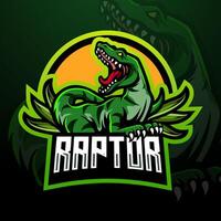design del logo della mascotte di raptor esport vettore