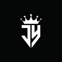 jy logo monogramma stile emblema con modello di design a forma di corona vettore