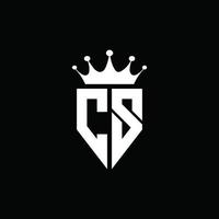 cs logo monogramma stile emblema con modello di design a forma di corona vettore