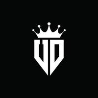 ud logo monogramma stile emblema con modello di design a forma di corona vettore