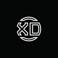 xd logo monogramma con modello di design arrotondato cerchio spazio negativo vettore
