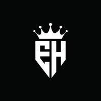 eh logo monogramma stile emblema con modello di design a forma di corona vettore