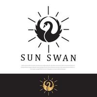 illustrazione vettoriale del logo del cigno del sole