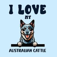 io amore mio australiano bestiame cane maglietta design vettore