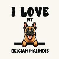 io amore mio belga malinois cane maglietta design vettore