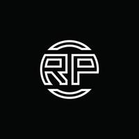monogramma logo rp con modello di design arrotondato cerchio spazio negativo vettore