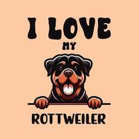 io amore mio rottweiler cane maglietta design vettore