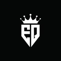 eq logo monogramma stile emblema con modello di design a forma di corona vettore