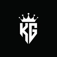 kg logo monogramma stile emblema con modello di design a forma di corona vettore