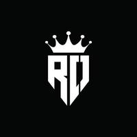 ro logo monogramma stile emblema con modello di design a forma di corona vettore