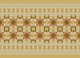 pixel attraversare punto modello con floreale disegni. tradizionale attraversare punto ricamo. geometrico etnico modello, ricamo, tessile ornamento, tessuto, mano cucito modello, culturale Cucitura vettore