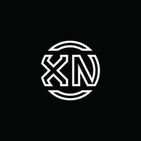 xn logo monogramma con modello di design arrotondato cerchio spazio negativo vettore