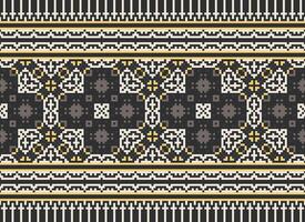 pixel attraversare punto modello con floreale disegni. tradizionale attraversare punto ricamo. geometrico etnico modello, ricamo, tessile ornamento, tessuto, mano cucito modello, culturale Cucitura vettore