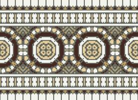 attraversare punto modello con floreale disegni. tradizionale attraversare punto ricamo. geometrico etnico modello, ricamo, tessile ornamento, tessuto, mano cucito modello, culturale Cucitura pixel arte. vettore