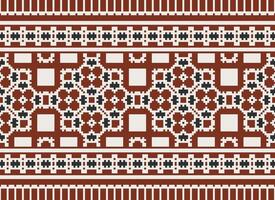 pixel attraversare punto modello con floreale disegni. tradizionale attraversare punto ricamo. geometrico etnico modello, ricamo, tessile ornamento, tessuto, mano cucito modello, culturale Cucitura vettore