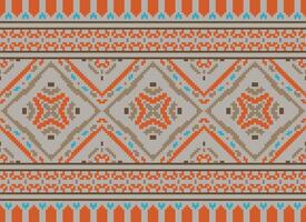 pixel tradizionale etnico modello paisley fiore ikat sfondo astratto azteco africano indonesiano indiano senza soluzione di continuità modello per tessuto Stampa stoffa vestito tappeto le tende e sarong vettore