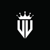 vv logo monogramma stile emblema con modello di design a forma di corona vettore