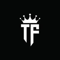 tf logo monogramma stile emblema con modello di design a forma di corona vettore
