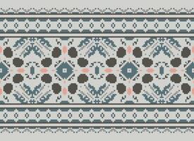 fiore ricamo su Marrone sfondo. ikat e attraversare punto geometrico senza soluzione di continuità modello etnico orientale tradizionale. azteco stile illustrazione design per tappeto, sfondo, vestiario, avvolgere, batik. vettore