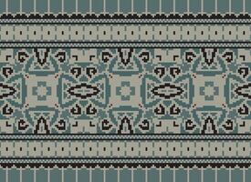 africano ikat pixel floreale paisley ricamo sfondo. geometrico etnico orientale modello tradizionale.azteco stile astratto vettore illustrazione.disegno per trama, tessuto, abbigliamento, avvolgimento, tappeto.