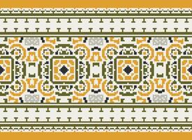 pixel attraversare punto modello con floreale disegni. tradizionale attraversare punto ricamo. geometrico etnico modello, ricamo, tessile ornamento, tessuto, mano cucito modello, pixel arte. vettore