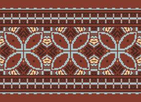 pixel tradizionale etnico modello paisley fiore ikat sfondo astratto azteco africano indonesiano indiano senza soluzione di continuità modello per tessuto Stampa stoffa vestito tappeto le tende e sarong vettore