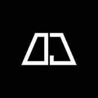 dj logo astratto monogramma isolato su sfondo nero vettore