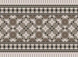 geometrico modelli di moderno elegante struttura. frontiere nel il modulo di un' pixel ornamento per ricamo, ceramica piastrelle e tessile interno design elementi. senza soluzione di continuità illustrazione vettore