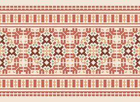 geometrico modelli di moderno elegante struttura. frontiere nel il modulo di un' pixel ornamento per ricamo, ceramica piastrelle e tessile interno design elementi. senza soluzione di continuità illustrazione vettore