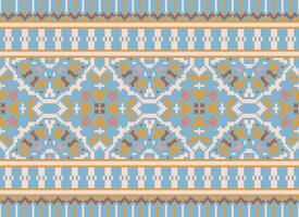 africano ikat pixel floreale paisley ricamo sfondo. geometrico etnico orientale modello tradizionale.azteco stile astratto vettore illustrazione.disegno per trama, tessuto, abbigliamento, avvolgimento, tappeto.