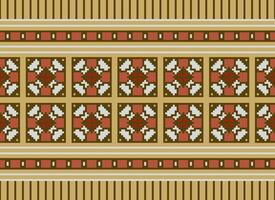 pixel attraversare punto modello con floreale disegni. tradizionale attraversare punto ricamo. geometrico etnico modello, ricamo, tessile ornamento, tessuto, mano cucito modello, culturale Cucitura vettore