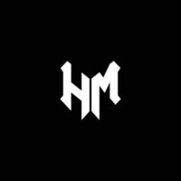 hm logo monogramma con modello di design a forma di scudo vettore