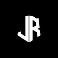 jr monogramma lettera logo nastro con stile scudo isolato su sfondo nero vettore